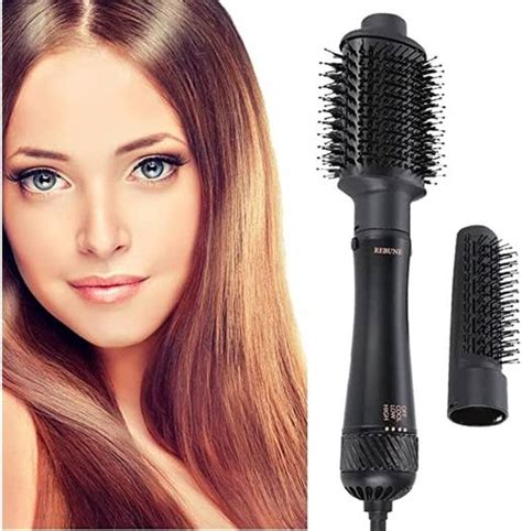 REBUNE RE 2084 1200W Hair Dryer Brush 4 In 1 Hot Air Styler Straightening Curling Fast
