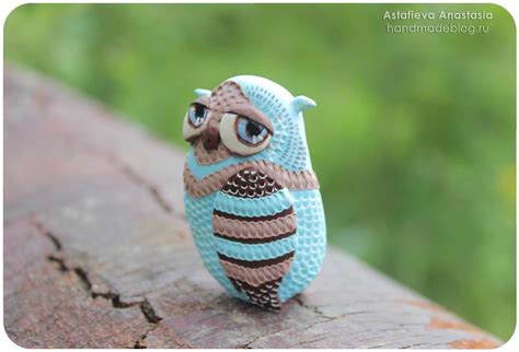 Голубой совенок из полимерной глины Owlet, Clay Food, Clay Animals ...