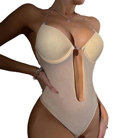 Sexy Nude Black Red Lace Seamless Backless Push Up Breasted Bodysuit Strapless Summer Jumpsuits