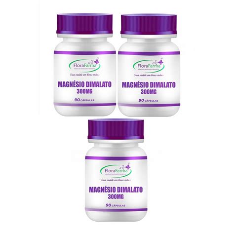 Kit Magnésio Dimalato 300Mg 90 Cápsulas 3 Unidades em Promoção na