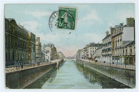 Rennes Vue En Couleurs De La Perspective Des Quais Carte Postale