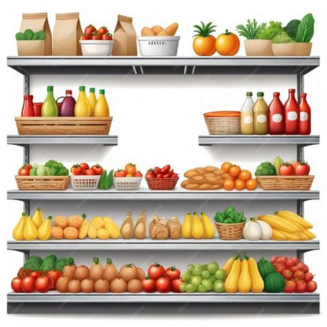 Premium Vector Grocery Aisle Vector Set White Background Isolated A High