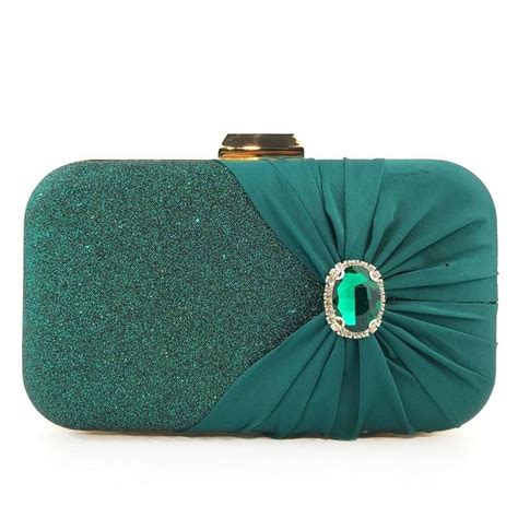 Green Glitter Folded Satin Evening Clutch Bags Wedding Clutch Purse