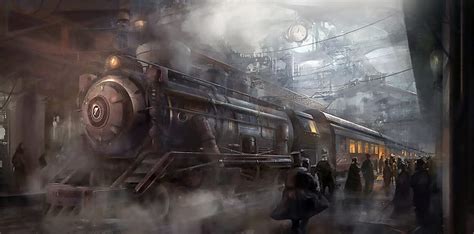 Sci Fi Train Train Station Steampunk Hd Wallpaper Peakpx