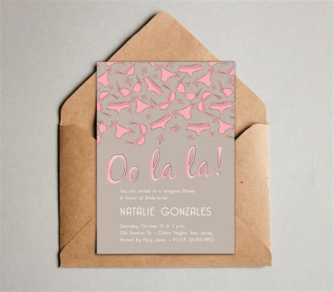 French Lingerie Shower Invite Oo La La DIY Printable Etsy