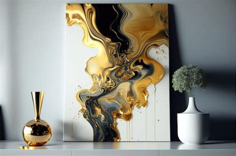 Premium Photo Contemporary Abstract Art With Golden And Vivid Color