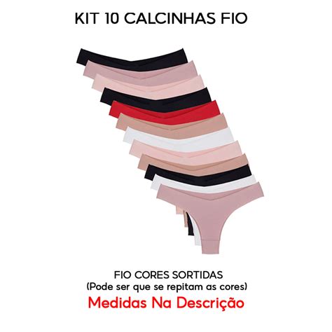 Kit 10 Calcinhas Sem Costura Tanga e Asa Delta Fio Lingerie Confortável Corte a Laser Não Marca