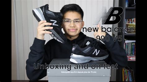 Unboxing And On Feet New Balance 990v5 Black With Silver YouTube