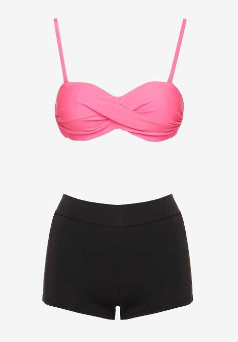 Fuksjowe Bikini częściowe Biustonosz z Wiązaniem Majtki Figi i Bokserki Vinalle Renee