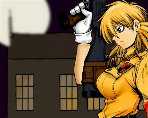 Blonde Hair Blue Eyes Gun Hellsing Seras Victoria Weapon R Konachan