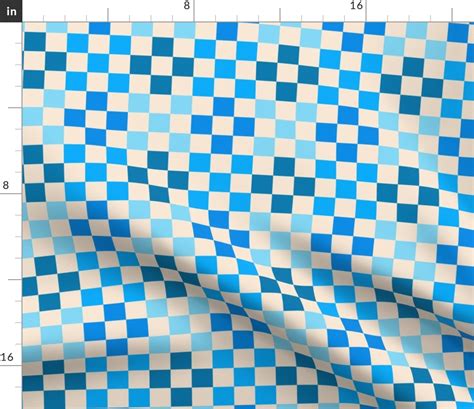 Blue Checkerboard Fabric Spoonflower