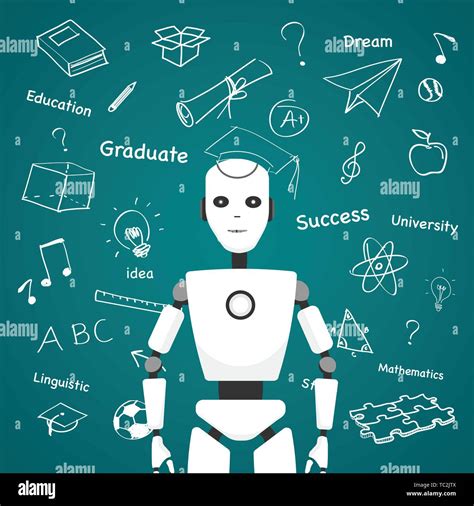 intelligent robot  educational icons design stock vector image