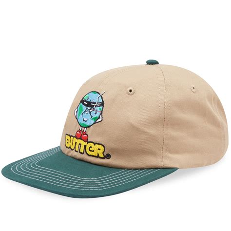 Butter Goods Blindfold Logo 6 Panel Cap Khaki And Forest End