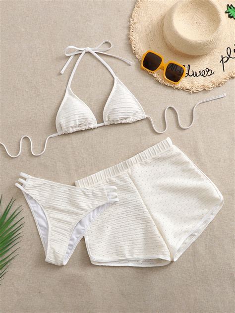 Pack Plain Schiffy Triangle Bikini Swimsuit Swim Shorts Shein Usa