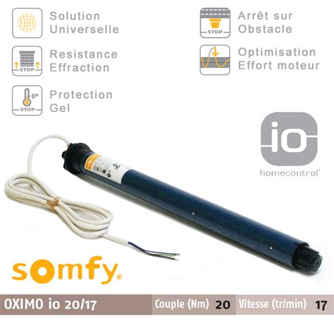 Moteur Radio SOMFY Oximo IO 20 Nm