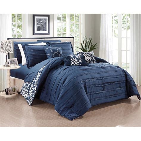 Chic Home Zarina Reversible Bed In A Bag Comforter Set Blue Comforter