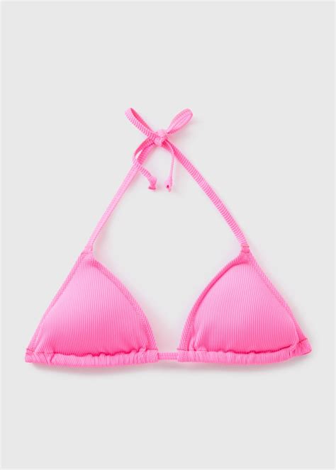 Pink Textured Triangle Bikini Top Matalan