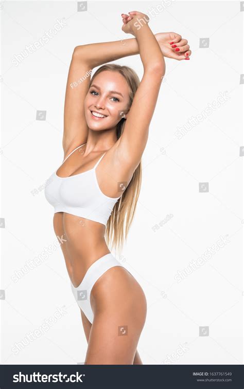 Muscular Womans Body Lingerie Isolated On Stock Photo Shutterstock