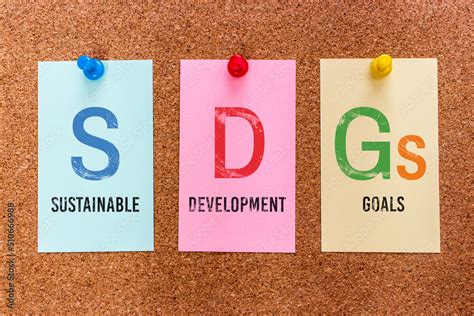 Conceptual 3 Letters Keyword Sdgs Sustainable Development Goals On Multicolored Stickers