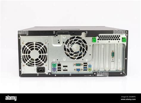 rear panel connections   computer case stock photo alamy