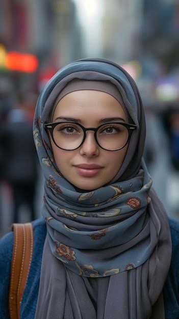 Premium Photo Beautiful Young Muslim Woman Wearing Glasses And Hijab