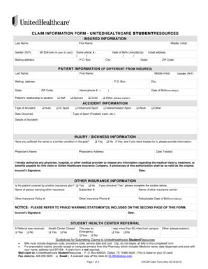 Fillable Online Claim Information Form Unitedhealthcare