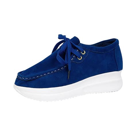 Lovskoo 2024 Women's Platform Shoes Solid Color Lace-Up Wedge Loafers