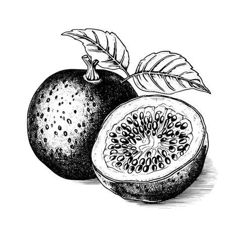 Premium Vector Passion Fruit Vector Drawing Isolated Hand Drawn