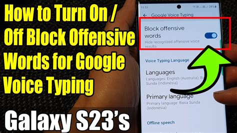 Galaxy S S How To Turn On Off Block Offensive Words For Google Voice