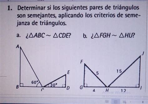 Seg N Los Criterios De Semejanza En Los Siguientes Pares De Tri Ngulos