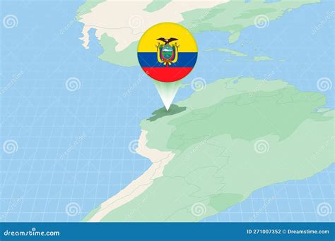 Map Illustration of Ecuador with the Flag. Cartographic Illustration of ...