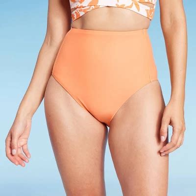 Women S High Waist Tummy Control Medium Coverage Bikini Bottom Shade Shore Orange L Target