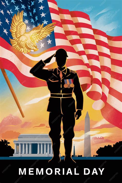 Premium Photo | Silhouette of Soldier saluting american flag Memorial