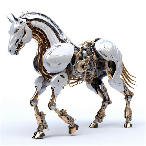 premium ai image horse robot robotic animal isolated  white