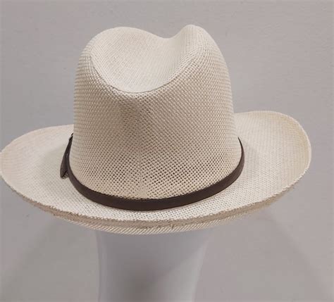 Cappello Uomo Paglia Tesa Larga Bianco Panna Traforato Made In Italy