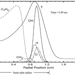 Radial Distributions Of Temperature And Species Mole Fractions Cm