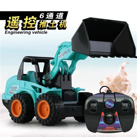 1:24 6 Channel Remote Control Bulldozers Electric Remote Control Engineering Vehicle Toy ...