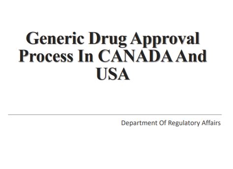Generic Drug Approval Process In Canada And Usa Pptpdf Download Now