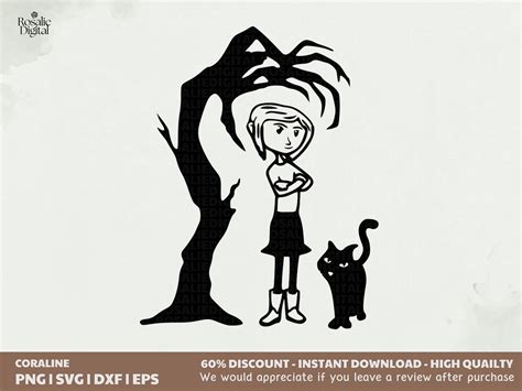 Coraline Svg Coraline With Cat And Tree Svg Coraline Face Svg Cut