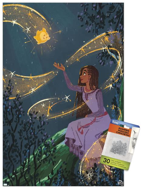 Disney Wish - Collage Poster 2 (Asha & Star) Wall Poster with Push Pins ...