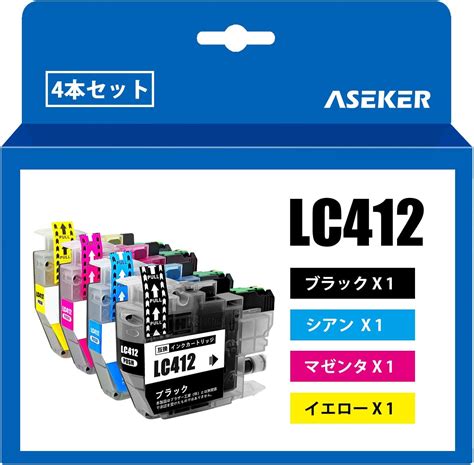 Jp Aseker互換lc412 Lc412 4pkインク標準容量ブラザー用lc412 4色カラー対応brother