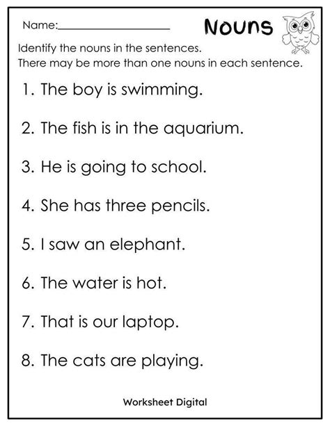 10 Printables Nouns Worksheets For Grade 1 3 Identify The Nouns Esl