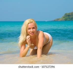 On Beach Sexy Blonde Stock Photo 107127296 Shutterstock