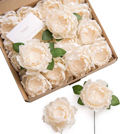 Amazon Ling S Moment Flowers Pcs Cream Blooming Peonies