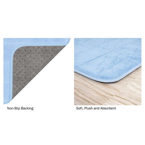 Lavish Home Memory Foam Striped Bath Mat Set Blue 23x17