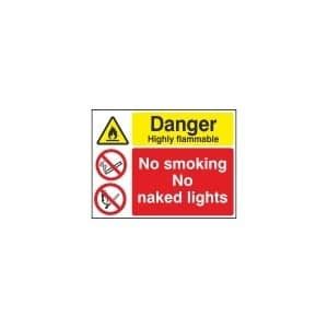 Danger Highly Flammable No Smoking No Naked Lights Health And Safety Sign Mul Safety