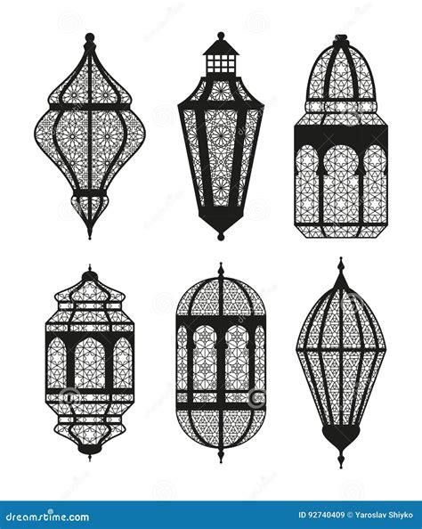 Linternas Rabes O Isl Micas Fijadas Ilustraci N Del Vector