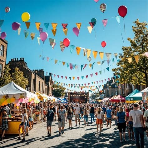 festive street fair image fair street balloons
