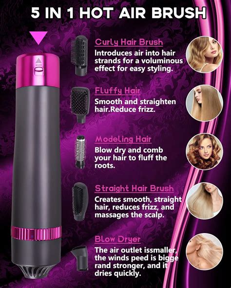 In 1 Hair Dryer Brush Negative Ion Electric Hot Air Blow Dryer Brush Comb Detachable And