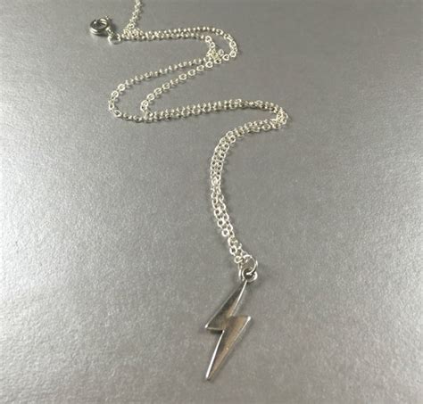 Silver Lightning Bolt Charm Necklace By Untangledaccents On Etsy